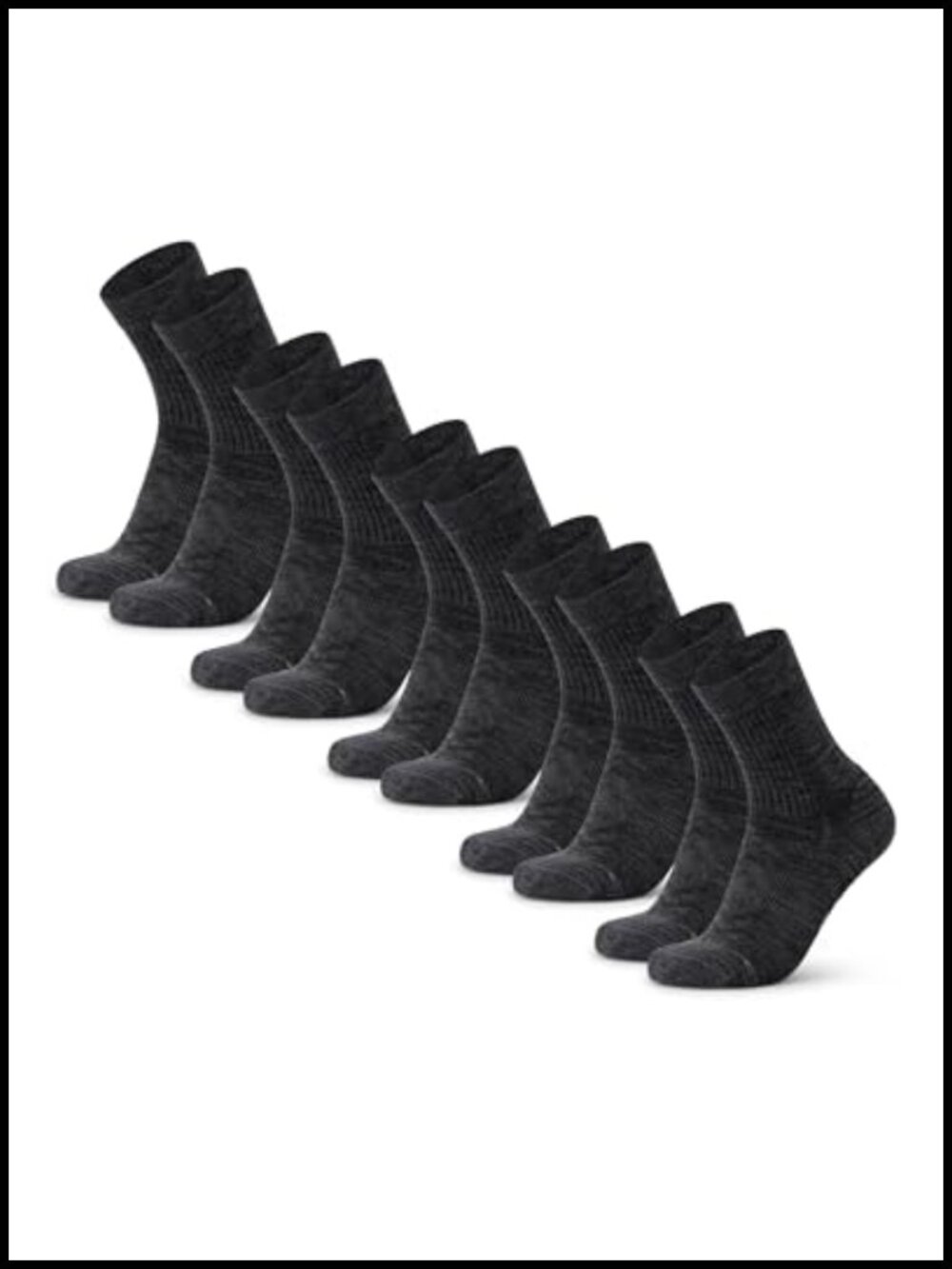 Merino Wool Light Hiking Socks Crew Length Arch Support 5 Pack
